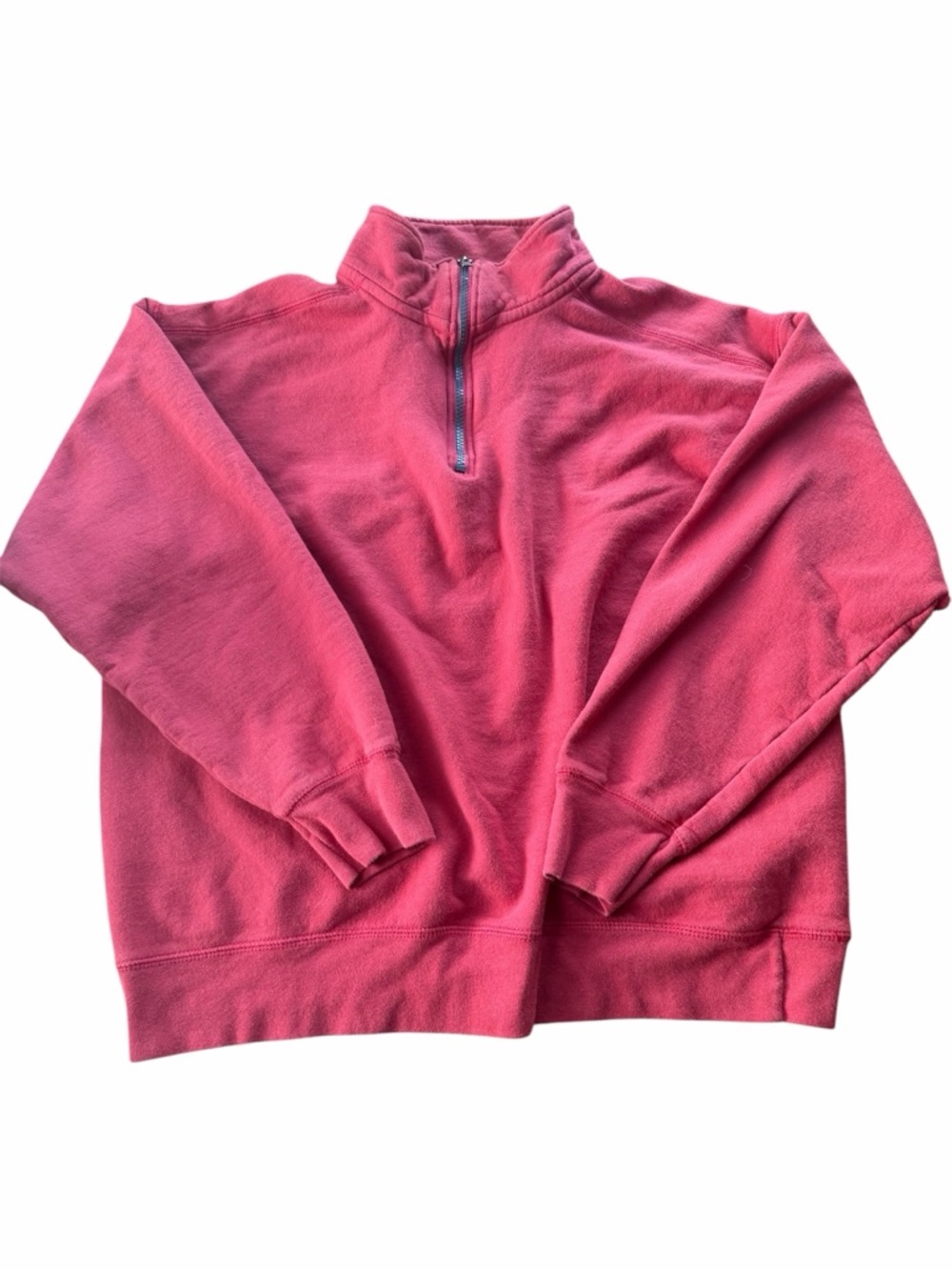 Hanes Nano 1/4 Zip Pullover Fleece Sweatshirt Red Mens Large L  Cotton Blend
